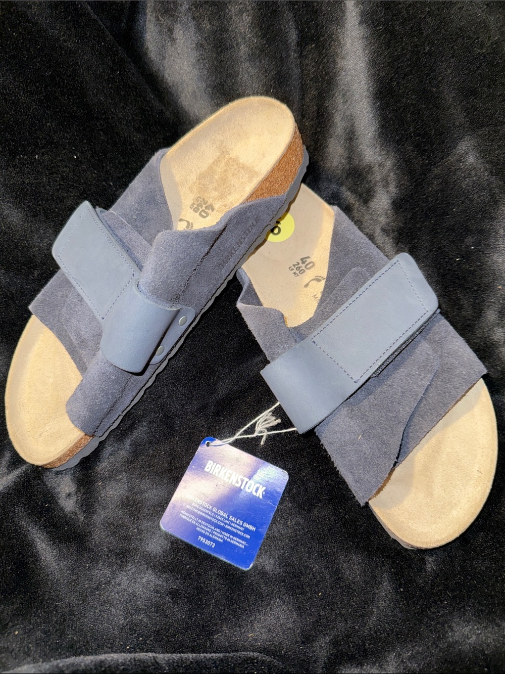 Birkenstock Women’s black Suede Two-Strap Slide Sandals